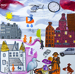 maak een collage van een stad naar aan leiding van Barthelt van der Helst